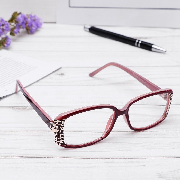 Очки "Прямоугольные" с узором на оправе, оправа пластик, линза пластик, цвет МИКС, +4