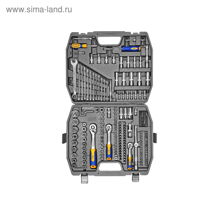 Набор инструмента KRAFT KT700684, 1/2, 3/8, 1/4, 218 предметов, кейс набор инструмента kraft kt700678 1 2 и 1 4 109 предметов