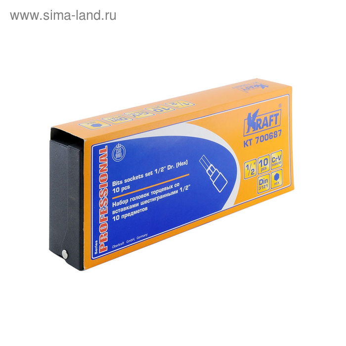 

Набор торцевых головок KRAFT KT700687, со вставками 1/2", 6-гр., 10 предметов