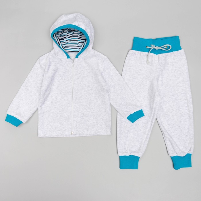 Комплект для мальчика, рост 68 (22) см, цвет серый/бирюзовый В-002