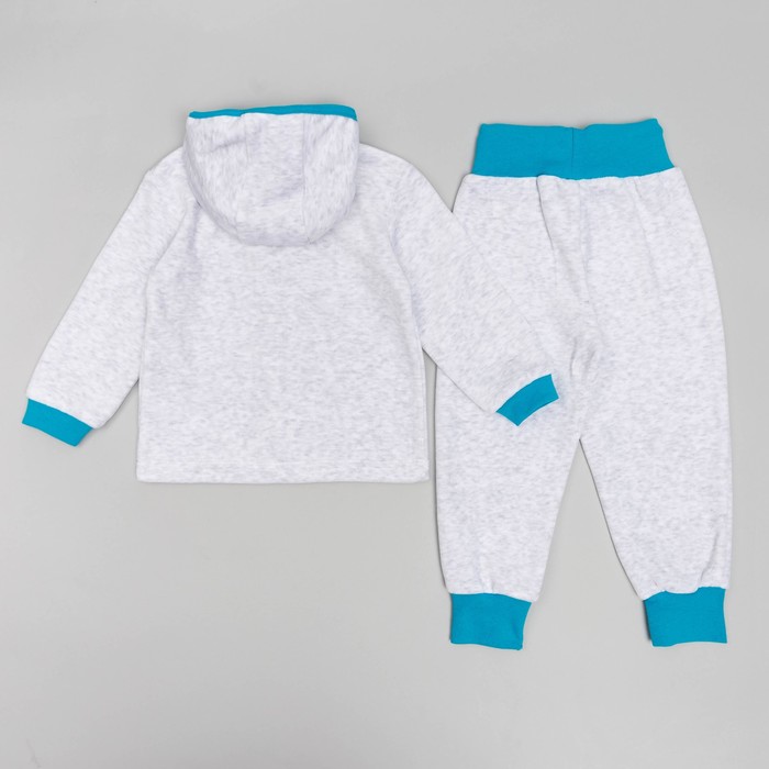 Комплект для мальчика, рост 74 (24) см, цвет серый/бирюзовый В-002