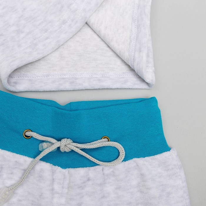 Комплект для мальчика, рост 74 (24) см, цвет серый/бирюзовый В-002