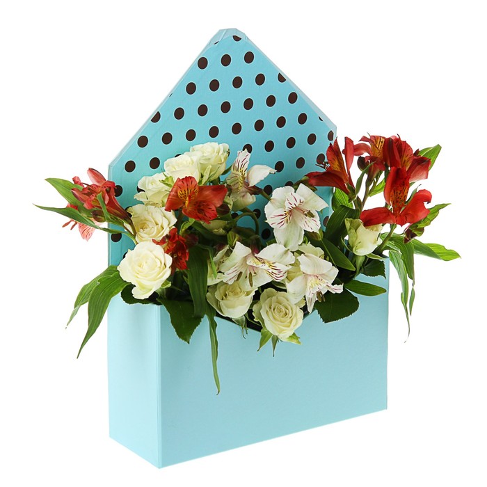 Коробка конверт, "Розовая с цветами", 23 х 8 х 34 см