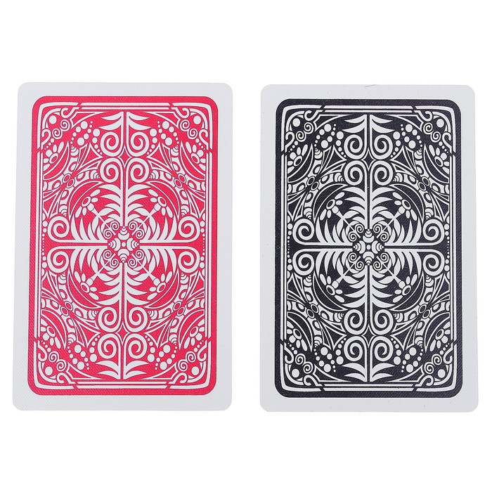 Карты игральные пластик 54шт, 28мкр, микс рубашки (красная, чёрная), 2.5х8.5х10 см