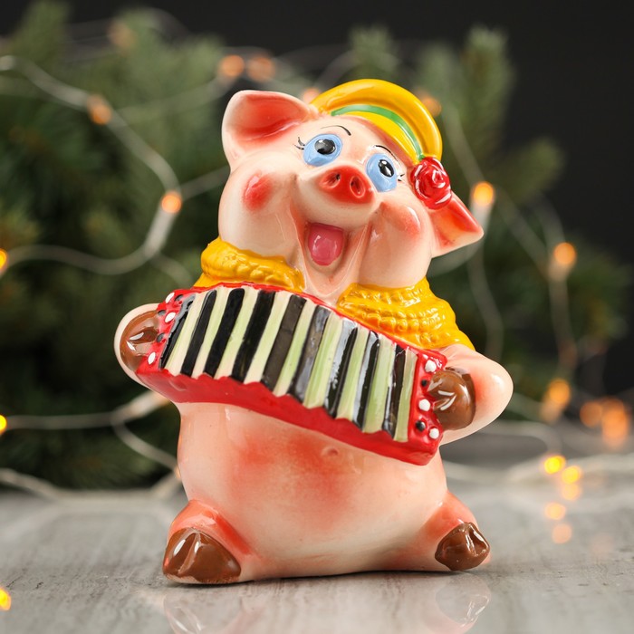 Копилка "Свин гармонист" 20 см микс