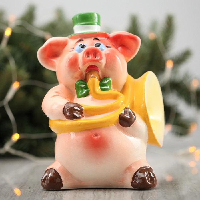 Копилка "Свин трубач" 20 см микс