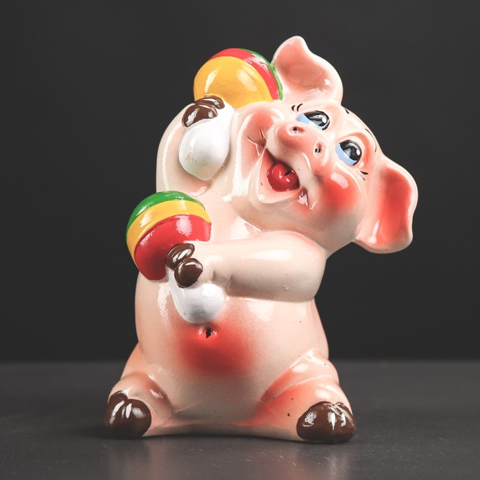 Копилка "Свинка с маракасами" 20 см, микс