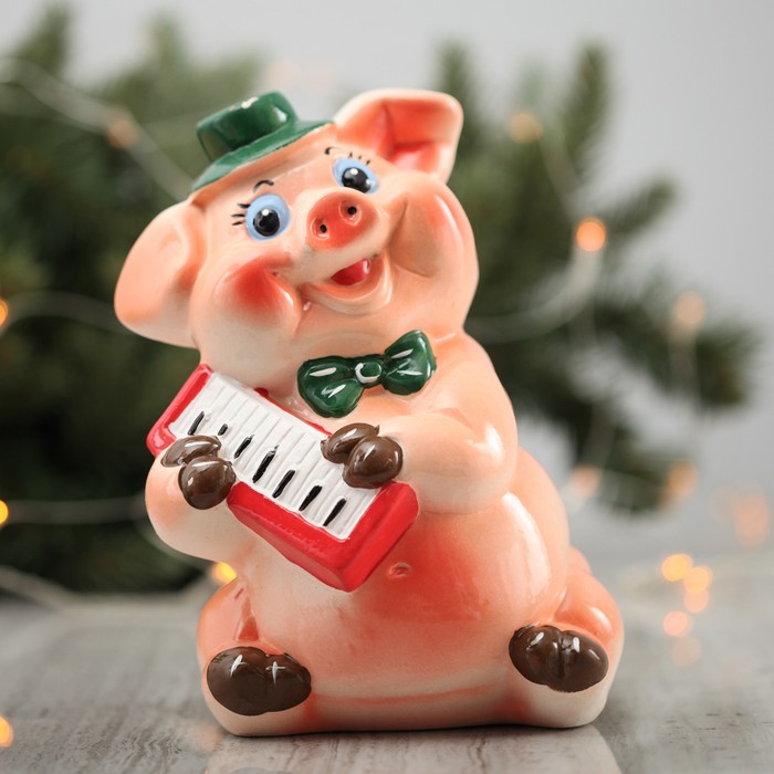 Копилка "Свин клавишник" 20 см микс