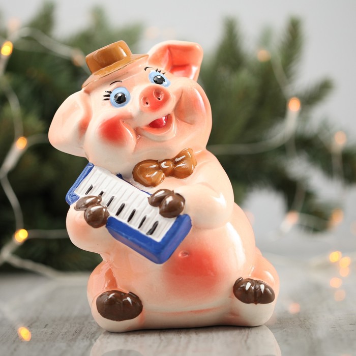 Копилка "Свин клавишник" 20 см микс