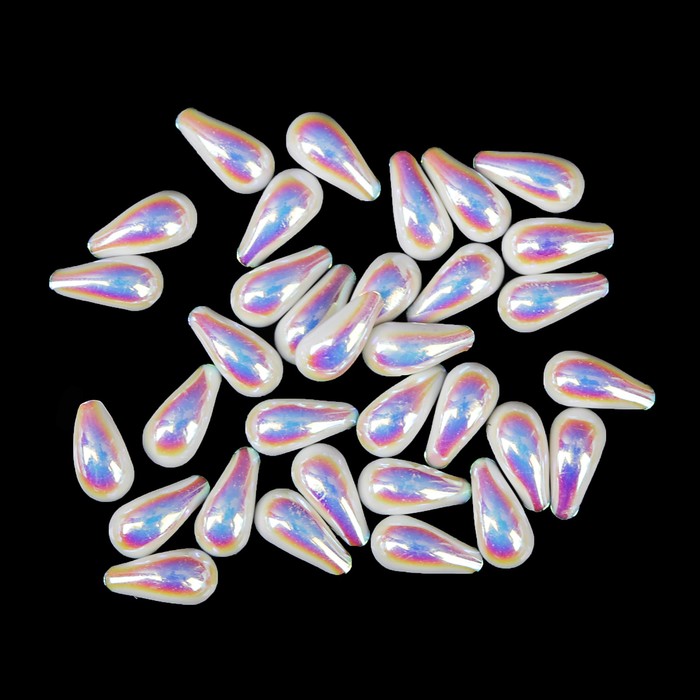 Бусины "Капля" для декора ногтей, цвет жемчужная голография