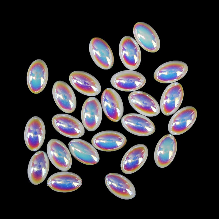 Бусины "Овал" для декора ногтей, цвет жемчужная голография