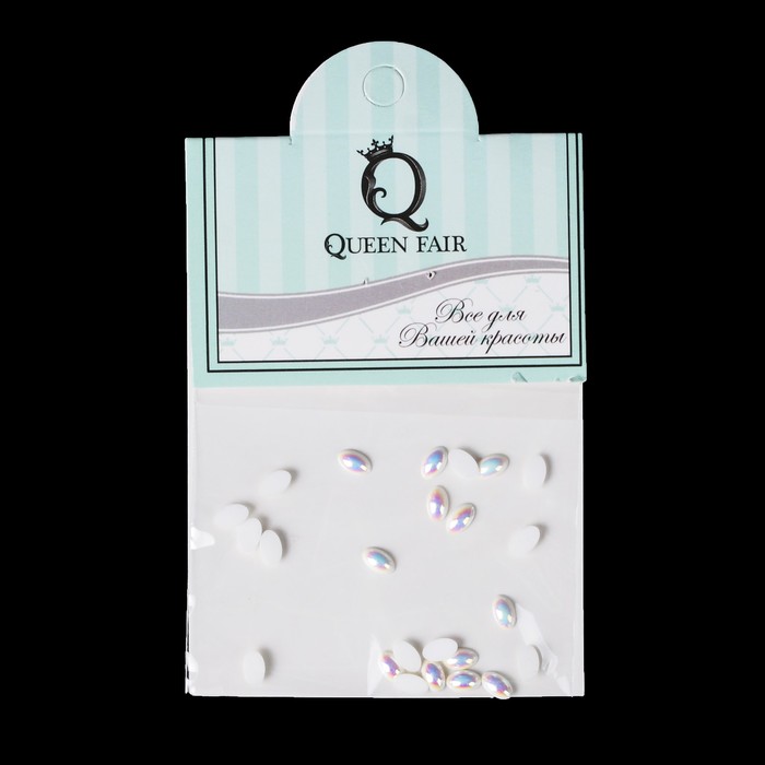 Бусины "Овал" для декора ногтей, цвет жемчужная голография