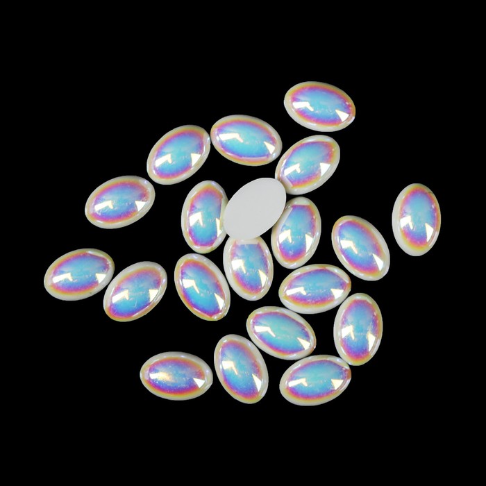 Бусины "Овал" для декора ногтей, цвет жемчужная голография