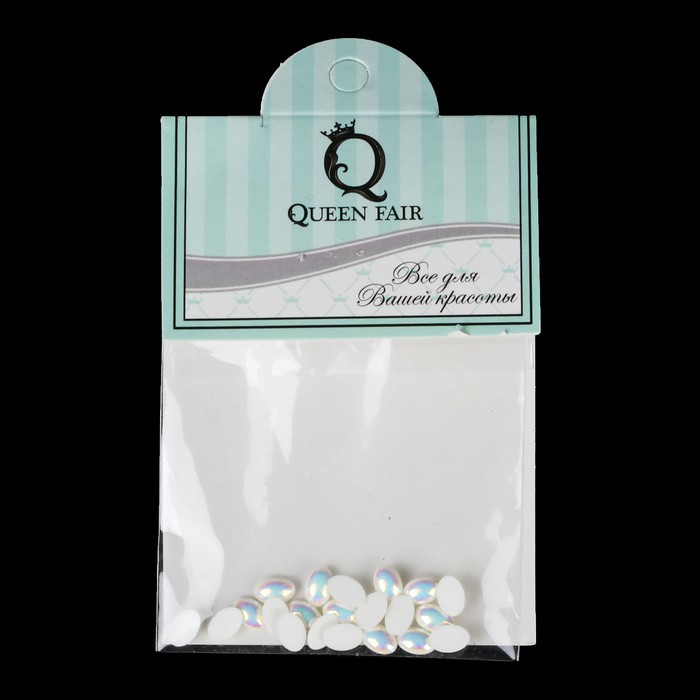 Бусины "Овал" для декора ногтей, цвет жемчужная голография