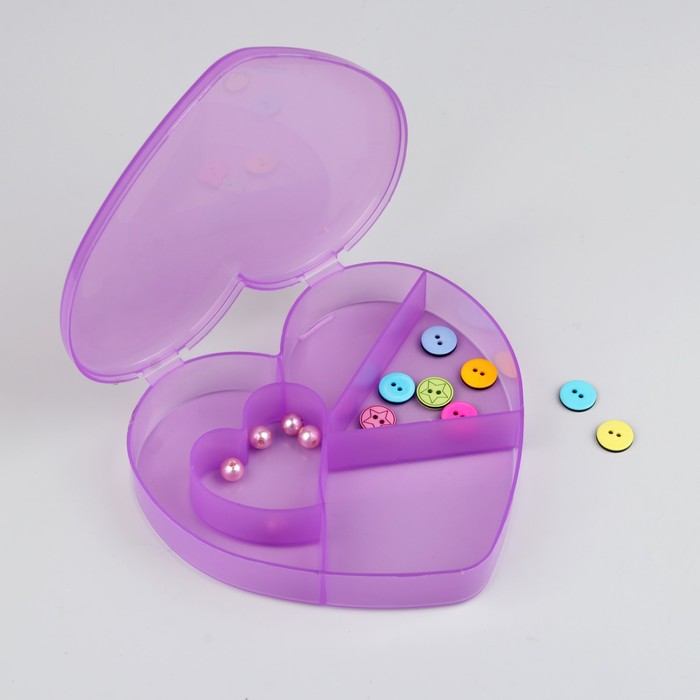 Органайзер для рукоделия "Сердце", 5 отделений, 14*14*3см, цвет прозрачный