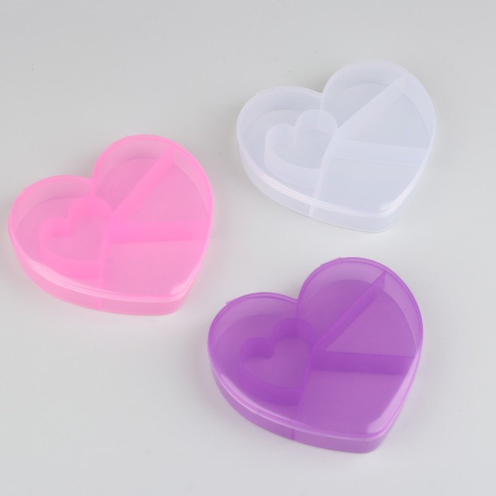 Органайзер для рукоделия "Сердце", 5 отделений, 14*14*3см, цвет прозрачный