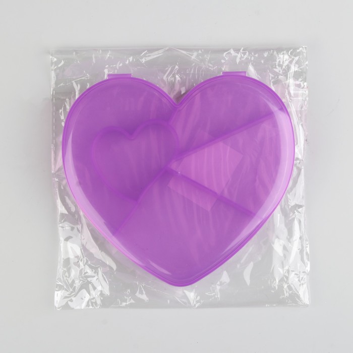 Органайзер для рукоделия "Сердце", 5 отделений, 14*14*3см, цвет прозрачный