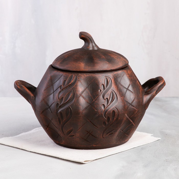 

Горшок духовой "Тыква", декор, красная глина, 3 л, микс