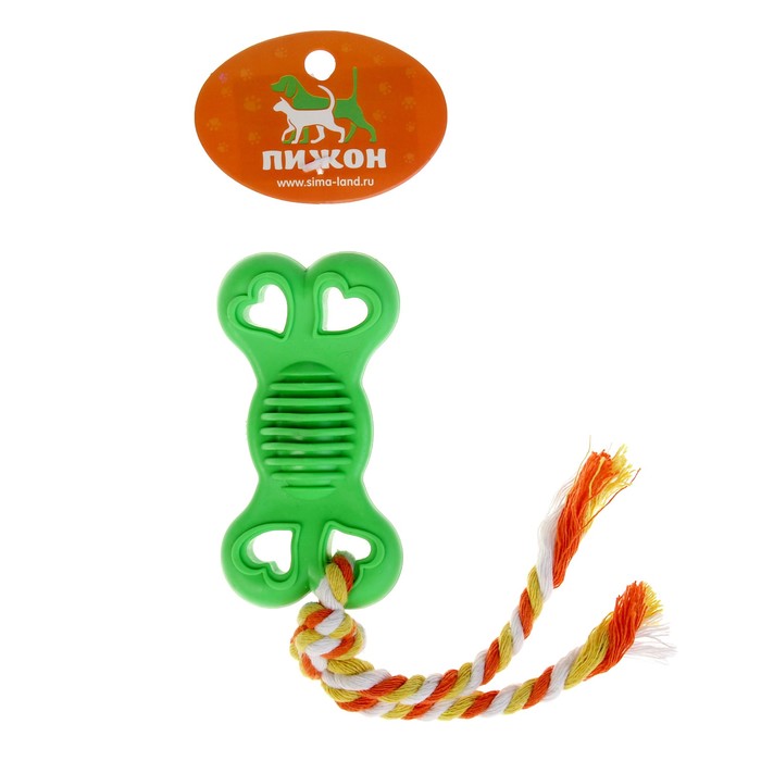 Игрушка жевательная с канатом "Косточка на привязи", 9,5 см, микс цветов