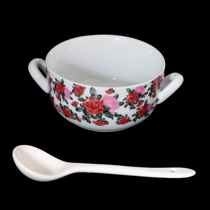 Набор бульонниц, 3 шт. по 325 мл с ложками 15,5х4 см