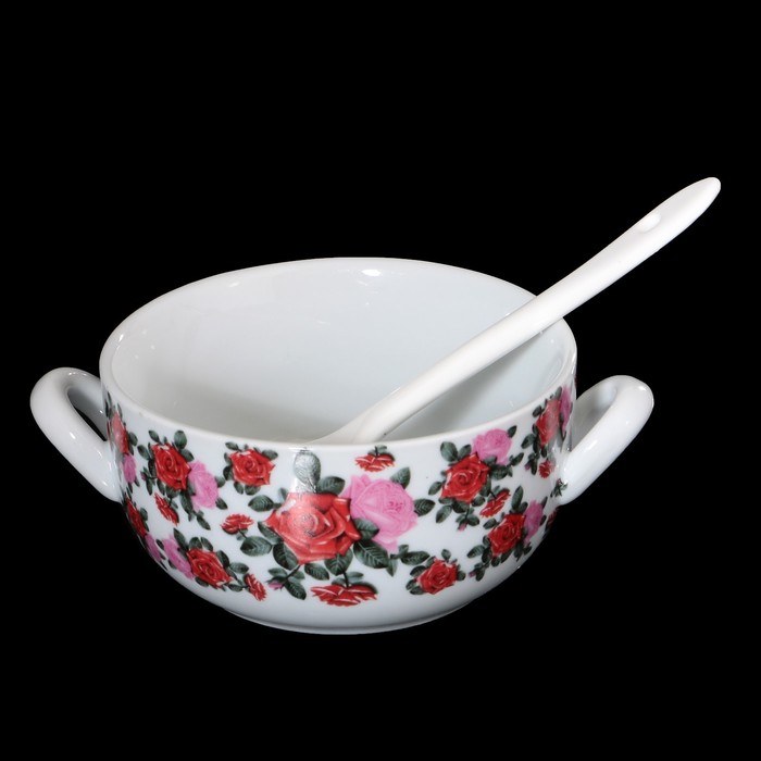 Набор бульонниц, 3 шт. по 325 мл с ложками 15,5х4 см