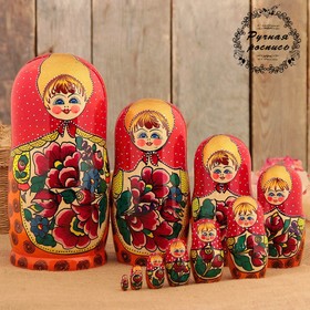 Матрёшка «Майдановская», маки, красный платок, 10 кукольная, 25 см Ош