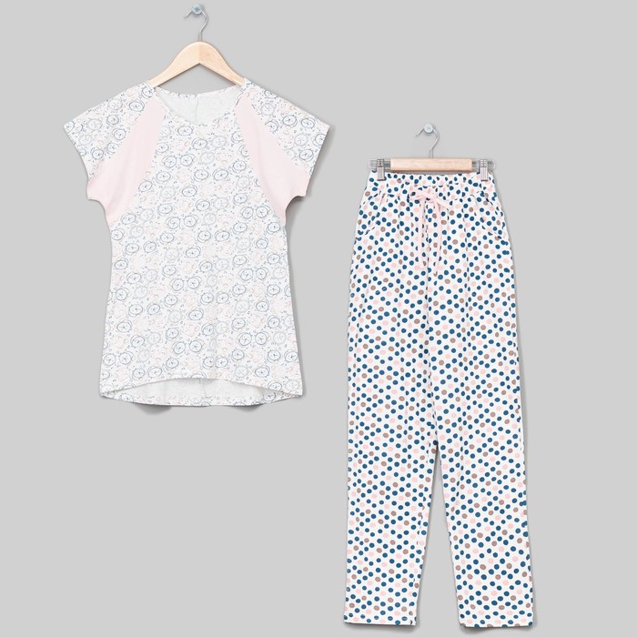 Пижама женская (футболка, брюки) 221ХР1944 цвет розовый, р-р 42