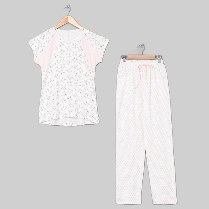 Пижама женская (футболка, брюки) 221ХР1944 цвет розовый, р-р 54