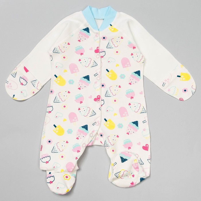 Комбинезон для девочки "Пироженки", рост 68 см, цвет молочный 311-065_М