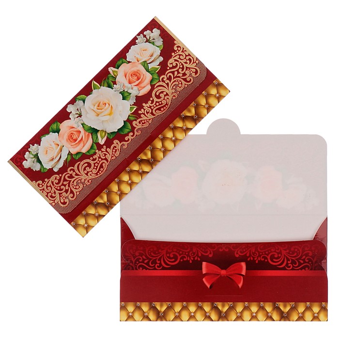 Конверт для денег "Универсальный" белые розы