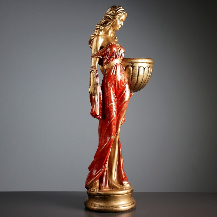 Фигурное кашпо "Девушка в платье" бронза красный 87см