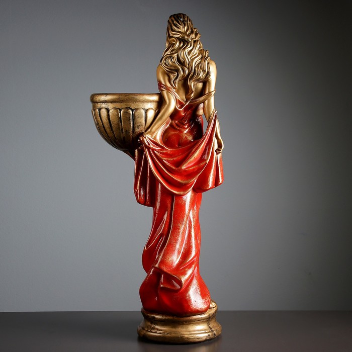 Фигурное кашпо "Девушка в платье" бронза красный 87см