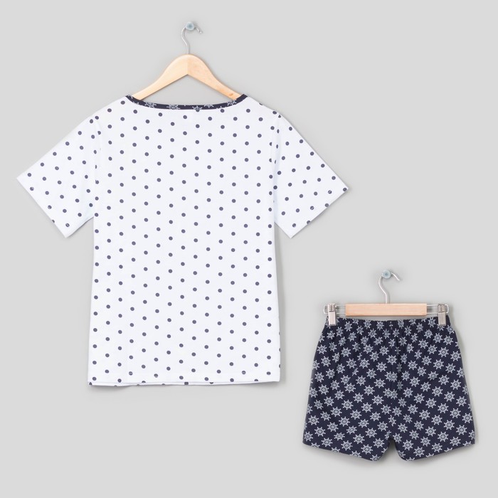 Пижама женская (футболка, шорты) Авантюра-2 цвет бело-чернильный, р-р 44