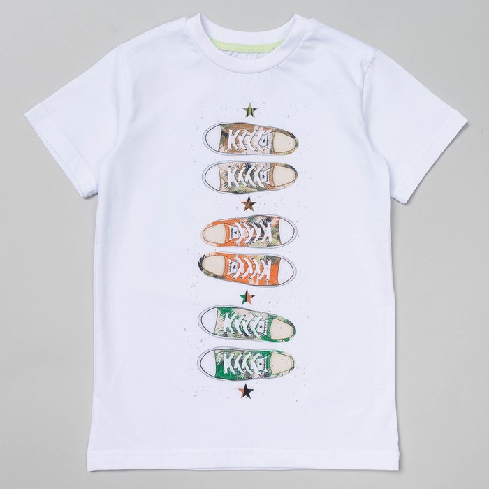 Футболка для мальчика "Кеды", рост 110 см, цвет белый 1522-004