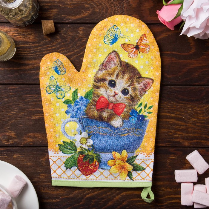 Варежка "Доляна" Котята, размер 18х26 см, 100% хлопок, рогожка 162 г/м2