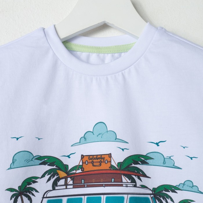 Футболка для мальчика "Автобус", рост 140 см, цвет белый 1522-004