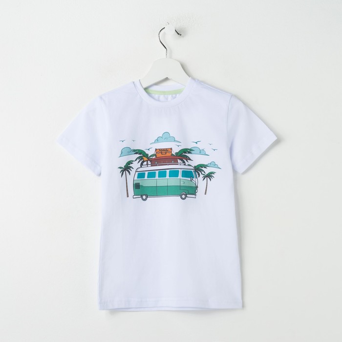 Футболка для мальчика "Автобус", рост 146 см, цвет белый 1522-004