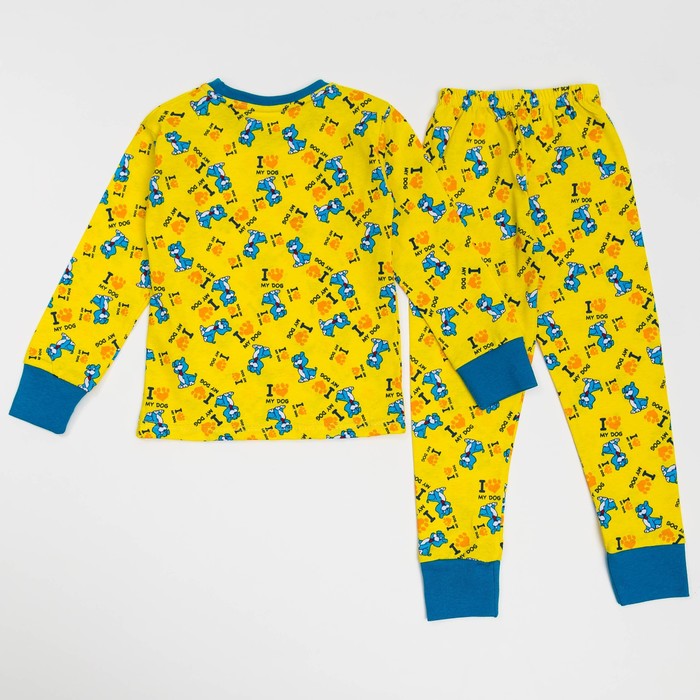 Пижама для девочки I MY DOG, цвет жёлтый МИКС, рост 128 см