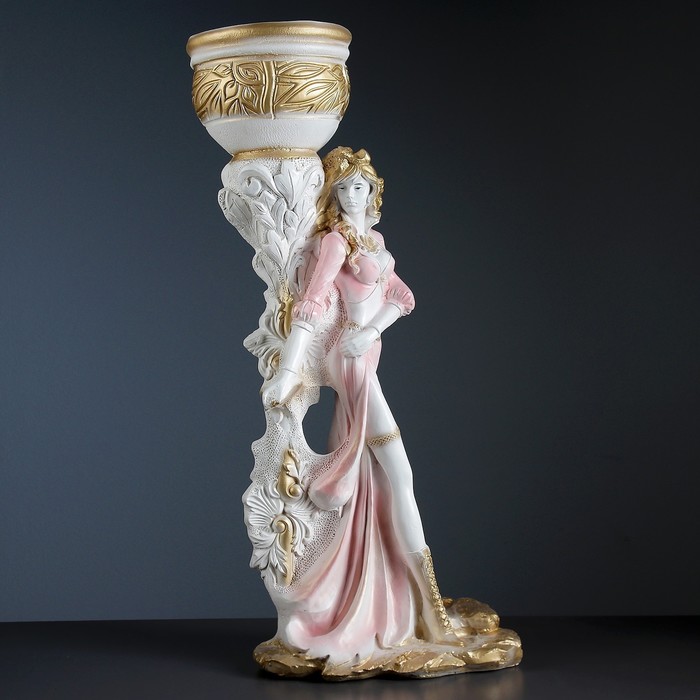 Фигурное кашпо "Девушка Диана" белое золото 80см