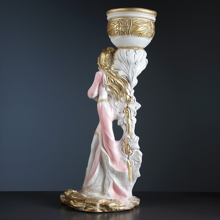 Фигурное кашпо "Девушка Диана" белое золото 80см