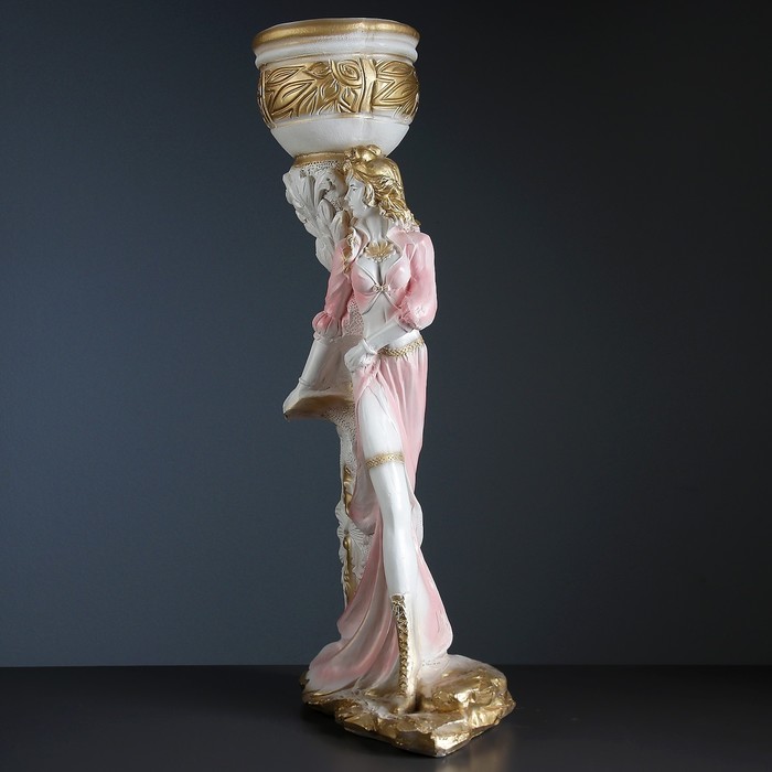 Фигурное кашпо "Девушка Диана" белое золото 80см