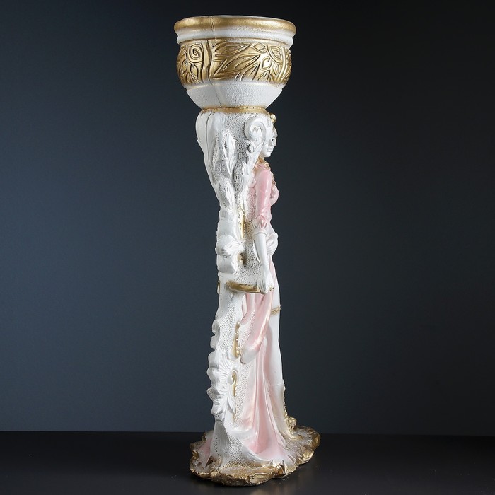 Фигурное кашпо "Девушка Диана" белое золото 80см