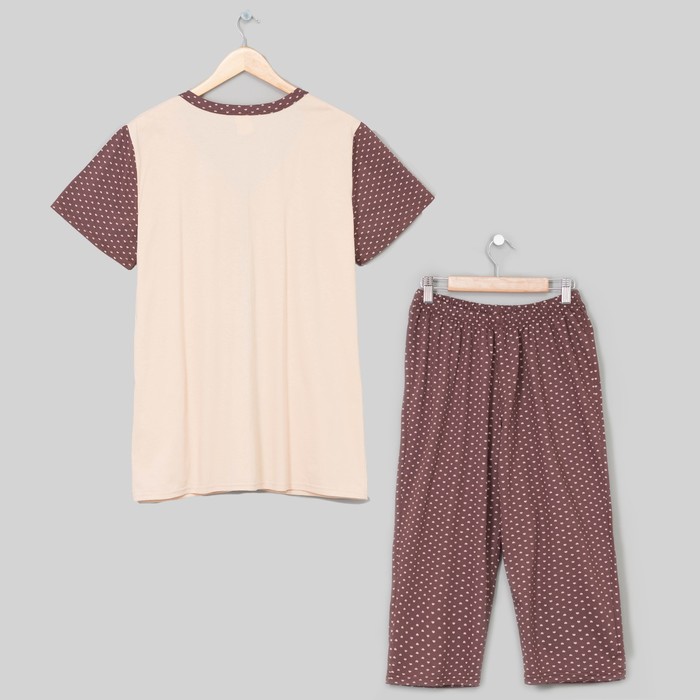 Комплект женский (туника, бриджи) Сердечко-2 цвет бежевый, р-р 50