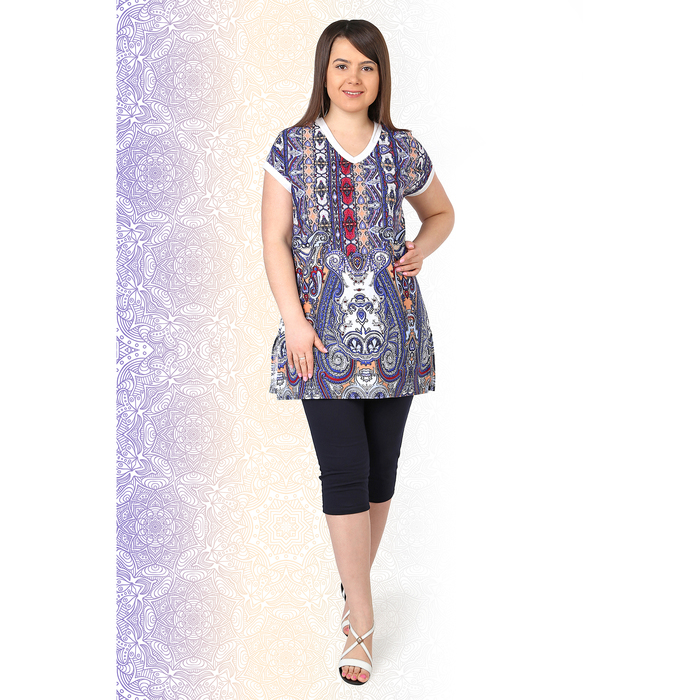 Комплект женский (туника, бриджи) Фазенда-2 цвет синий рояль, р-р 48