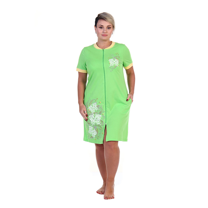 Халат женский на молнии 212ХГ1932П цвет МИКС, р-р 50