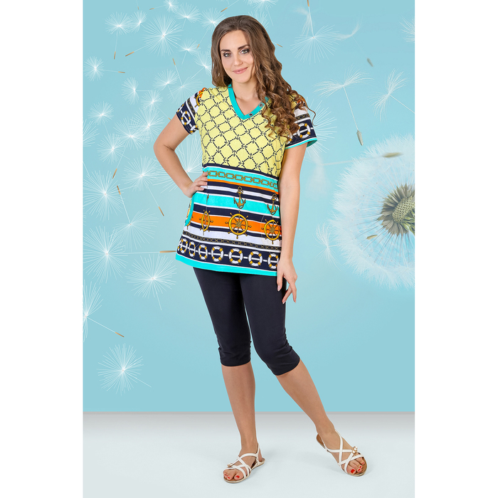 Комплект женский (туника, бриджи) Прибой-2 цвет жёлтый, р-р 52