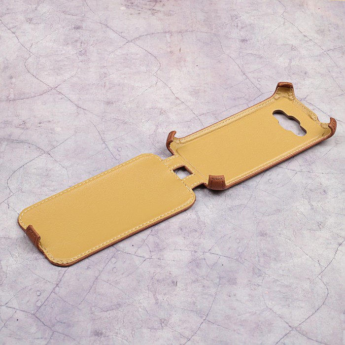 Чехол-флип Snoogy для Samsung J1mini (2017), иск. кожа, Коричневый