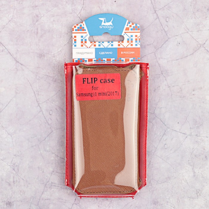 Чехол-флип Snoogy для Samsung J1mini (2017), иск. кожа, Коричневый