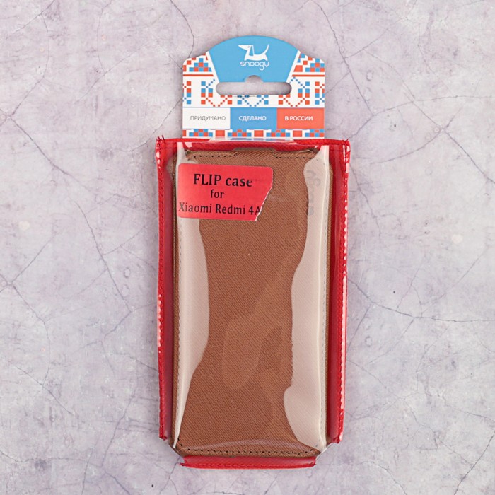 Чехол-флип Snoogy для Xiaomi Redmi 4А, иск. кожа, Коричневый