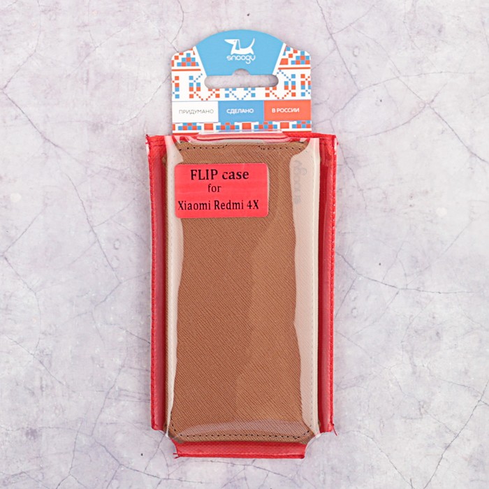 Чехол-флип Snoogy для Xiaomi Redmi 4X, иск. кожа, Коричневый